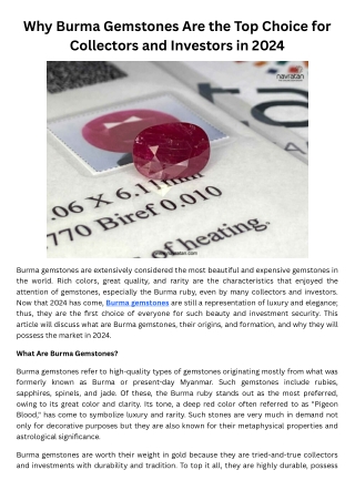 Why Burma Gemstones Are the Top Choice