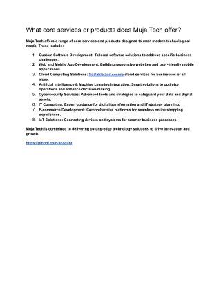 What core services or products does Muja Tech offer?
