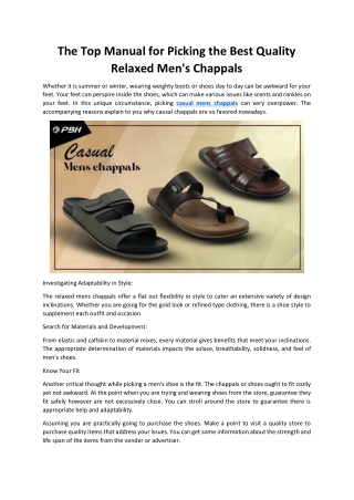 The Top Manual for Picking the Best Quality Relaxed Men's Chappals