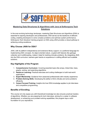 Data Structures & Algorithms using JAVA
