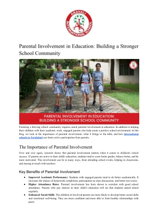 Parental Involvement in Education_ Building a Stronger School Community