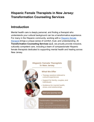 Hispanic Female Therapists in New Jersey