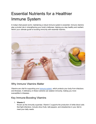 Essential Nutrients for a Healthier Immune System