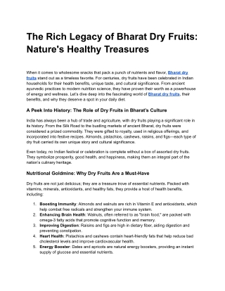 The Rich Legacy of Bharat Dry Fruits_ Nature's Healthy Treasures