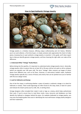 How to Identify Authentic Vintage Jewelry | Peter Suchy Jewelers