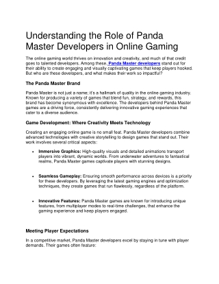 panda master developer