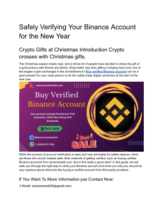 How to Buy Verified  Binance Account