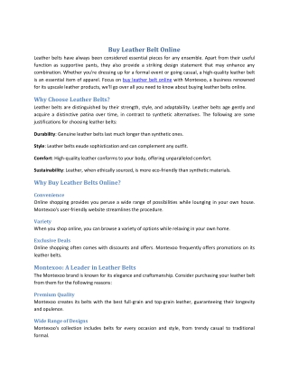 Buy Leather Belt Online