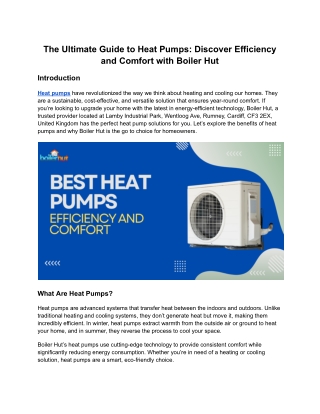 The Ultimate Guide to Heat Pumps_ Discover Efficiency and Comfort with Boiler Hut