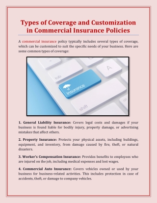Types of Coverage and Customization in Commercial Insurance Policies
