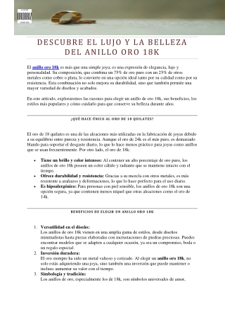 Descubre el Lujo y la Belleza del Anillo Oro 18k