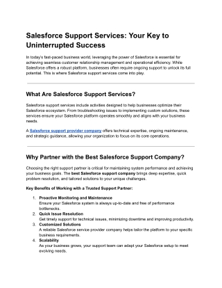 Salesforce Support Services: Your Key to Uninterrupted Success