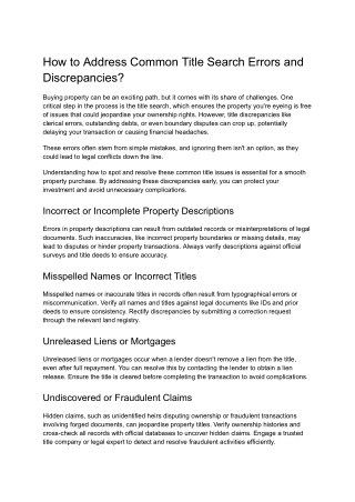 How to Address Common Title Search Errors and Discrepancies