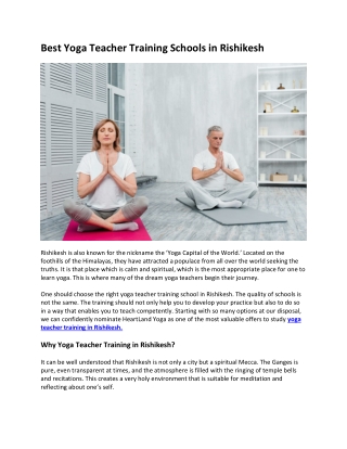 Best Yoga Teacher Training Schools in Rishikesh