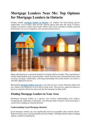 Mortgage Lenders Near Me Top Options for Mortgage Lenders in Ontario