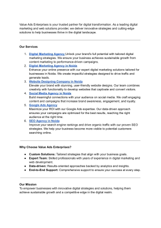 Digital Marketing Agency in Delhi NCR - Value Ads