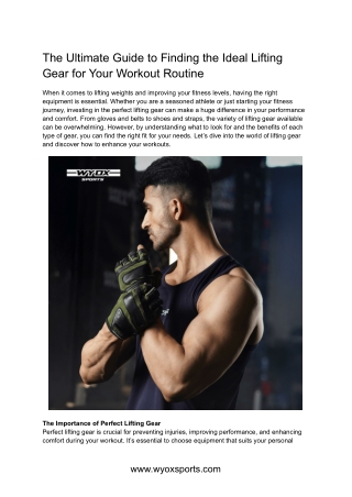 Perfect Lifting Gear: Elevate Your Workout Game with the Right Equipment