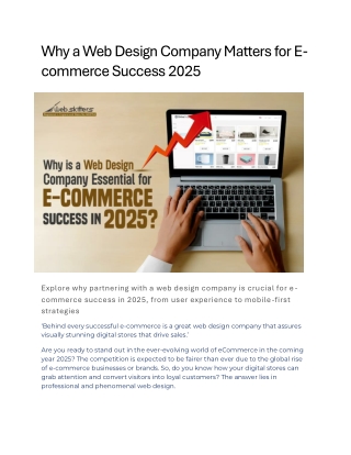 Why a Web Design Company Matters for E-commerce Success 2025