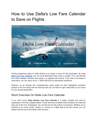 How to Use Delta's Low Fare Calendar to Save on Flights