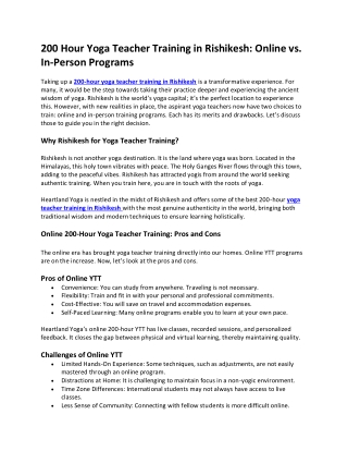 200 Hour Yoga Teacher Training in Rishikesh