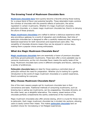 Why Are Mushroom Chocolates Gaining Popularity?