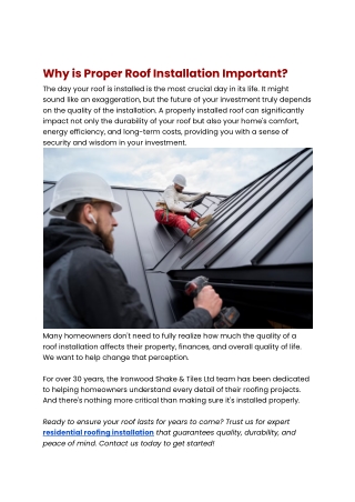Ironwood - Why is Proper Roof Installation Important_-