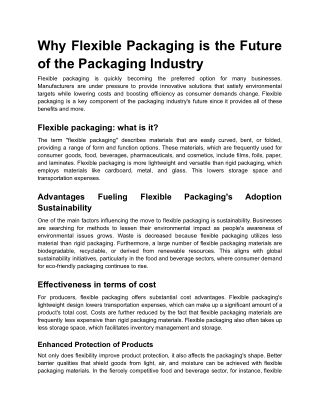Why Flexible Packaging is the Future of the Packaging Industry