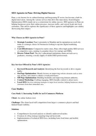 SEO Agencies in Pune: Boost Your Online Presence