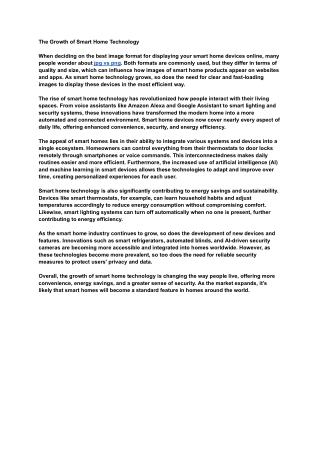 The Growth of Smart Home Technology