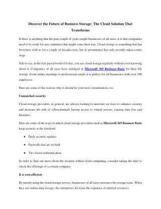 Discover the Future of Business Storage The Cloud Solution That Transforms