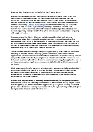 Understanding Cryptocurrency and Its Role in the Financial Sector