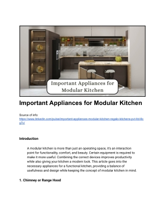 Important Appliances for Modular Kitchen