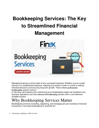 Bookkeeping Services: The Key to Streamlined Financial Management
