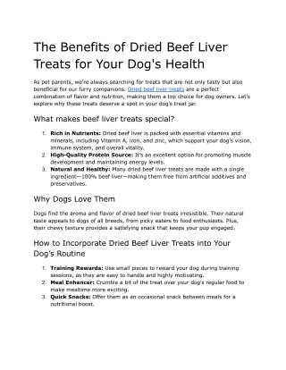The Benefits of Dried Beef Liver Treats for Your Dog's Health
