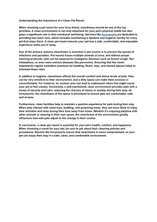 Understanding the Importance of a Clean Pet Resort