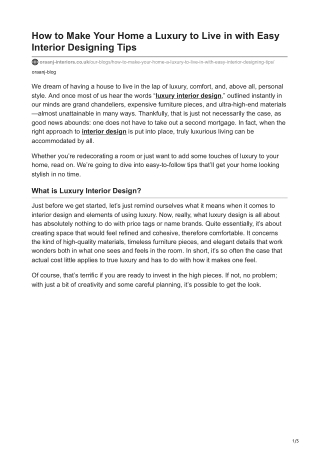 How to Make Your Home a Luxury to Live in with Easy Interior Designing Tips -