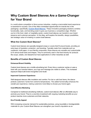 Why Custom Bowl Sleeves Are a Game-Changer for Your Brand