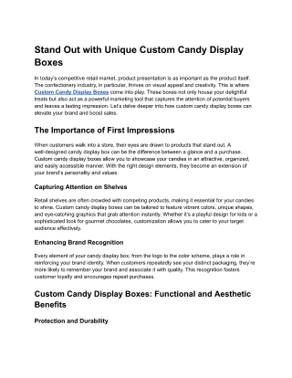 Stand Out with Unique Custom Candy Display Boxes