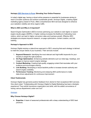 horizayn seo services in pune