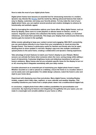 How to make the most of your digital photo frame