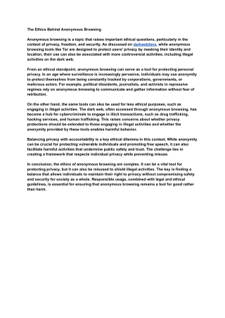 The Ethics Behind Anonymous Browsing