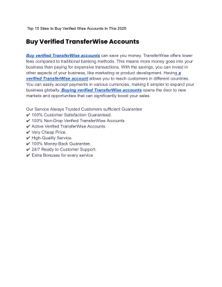 _Top 15 Sites to Buy Verified Wise Accounts In This 2025