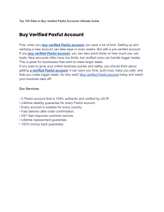 Top 100 Sites to Buy Verified Paxful Accounts Ultimate Guide 2025