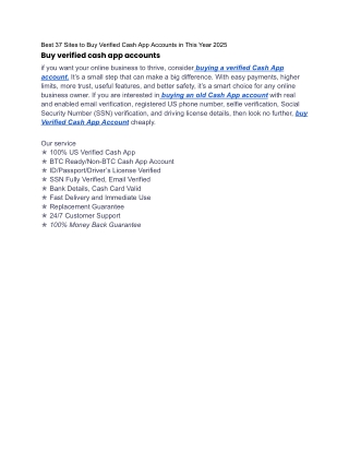 Best 37 Sites to Buy Verified Cash App Accounts in This Year 2025