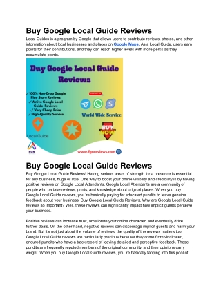 Buy Google Local Guide Reviews