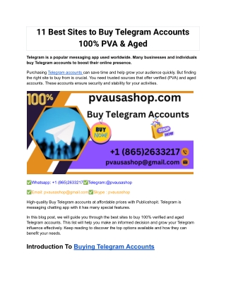 11 Best Sites to Buy Telegram Accounts 100% PVA & Aged