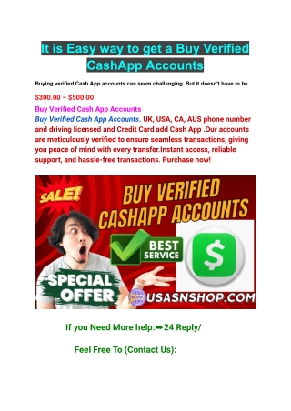 It is Easy way to get a Buy Verified CashApp Accounts