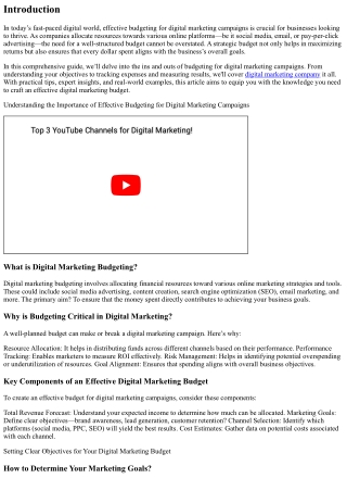 “Effective Budgeting for Digital Marketing Campaigns”