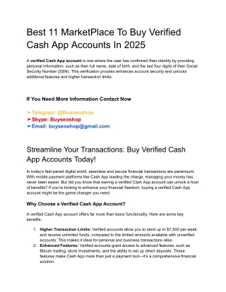 Best 11 MarketPlace To Buy Verified Cash App Accounts In 2025