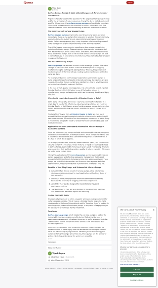 Surface Sevage Pumps: A basic actionable approach for wastewater management
